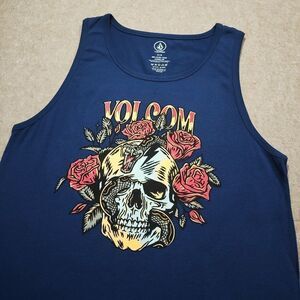 Volcom Blue Heartache Skull Graphic Tank Top #7